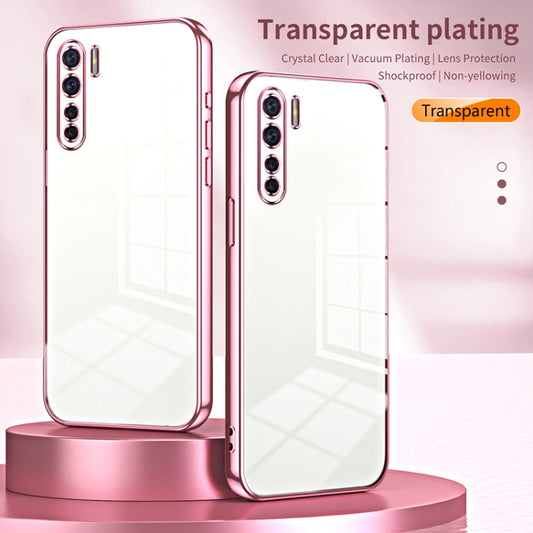 For OPPO Reno3 4G / F15 / A91 Transparent Plating Fine Hole Phone Case(Green) by buy2fix