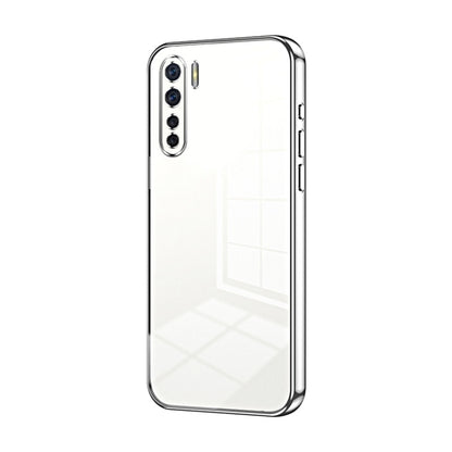 For OPPO Reno3 4G / F15 / A91 Transparent Plating Fine Hole Phone Case(Silver) by buy2fix