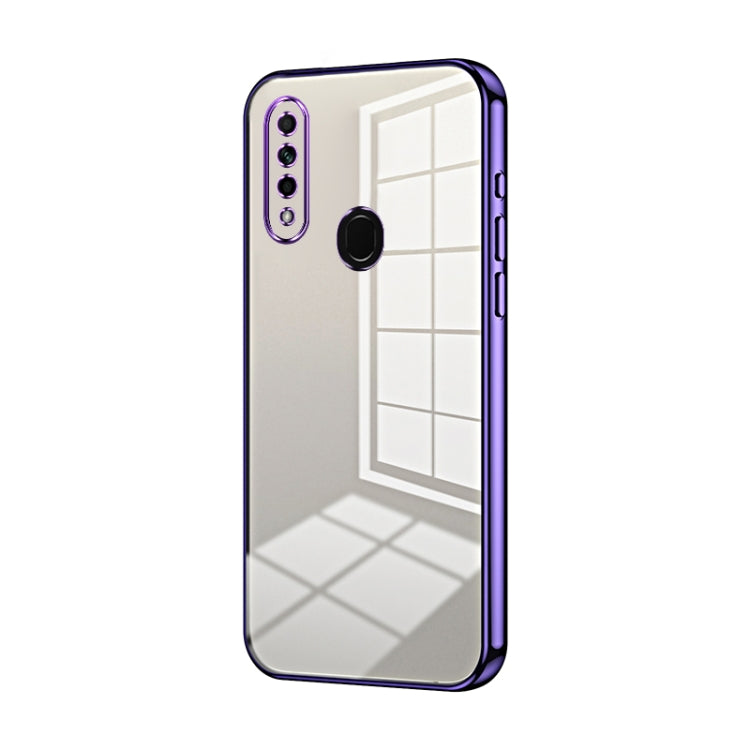 For OPPO A8 / A31 2020 Transparent Plating Fine Hole Phone Case(Purple) by buy2fix