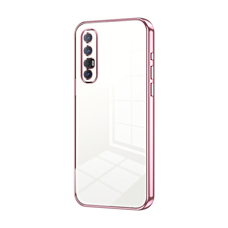 For OPPO Reno3 Pro Transparent Plating Fine Hole Phone Case(Pink) by buy2fix