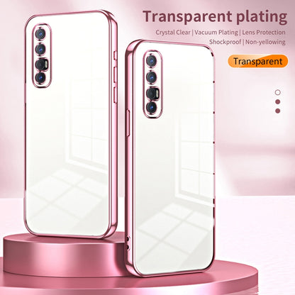 For OPPO Reno3 Pro Transparent Plating Fine Hole Phone Case(Pink) by buy2fix
