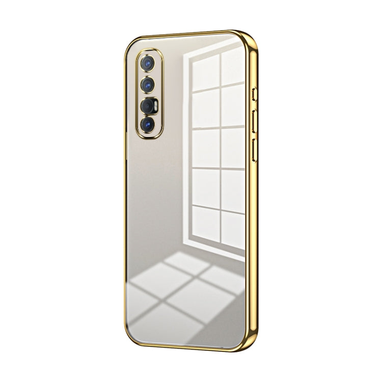 For OPPO Reno3 Pro Transparent Plating Fine Hole Phone Case(Gold) by buy2fix