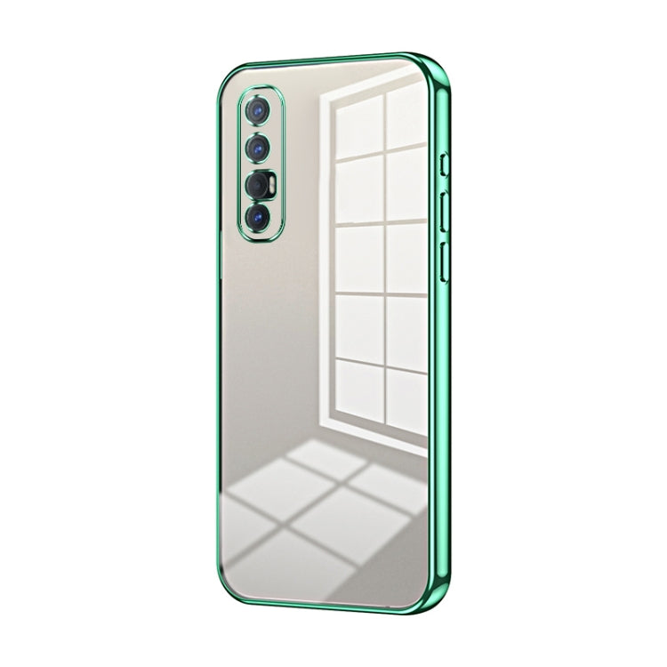For OPPO Reno3 Pro Transparent Plating Fine Hole Phone Case(Green) by buy2fix