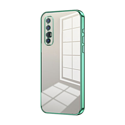 For OPPO Reno3 Pro Transparent Plating Fine Hole Phone Case(Green) by buy2fix