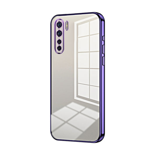 For OPPO A91 Transparent Plating Fine Hole Phone Case(Purple) by buy2fix