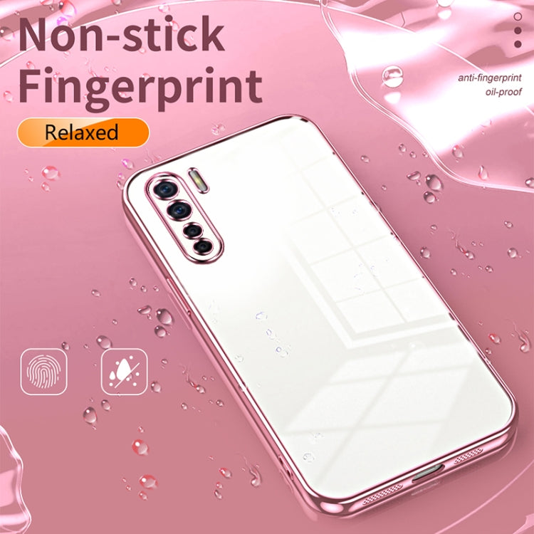 For OPPO A91 Transparent Plating Fine Hole Phone Case(Purple) by buy2fix