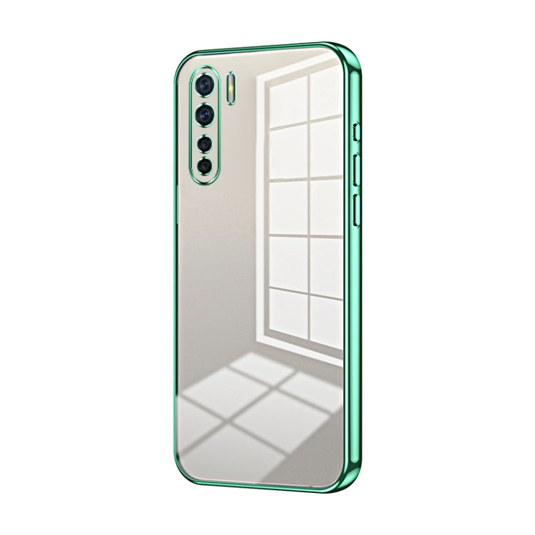 For OPPO A91 Transparent Plating Fine Hole Phone Case(Green) by buy2fix