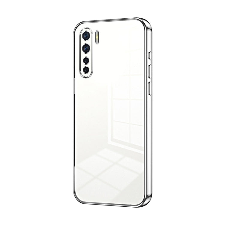For OPPO A91 Transparent Plating Fine Hole Phone Case(Silver) by buy2fix