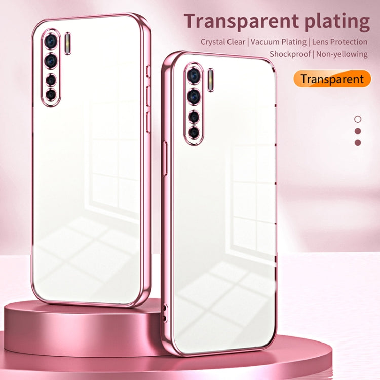 For OPPO A91 Transparent Plating Fine Hole Phone Case(Black) by buy2fix