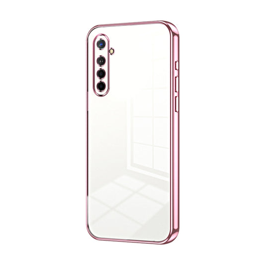 For OPPO K5 / Realme XT/XT 730G Transparent Plating Fine Hole Phone Case(Pink) by buy2fix
