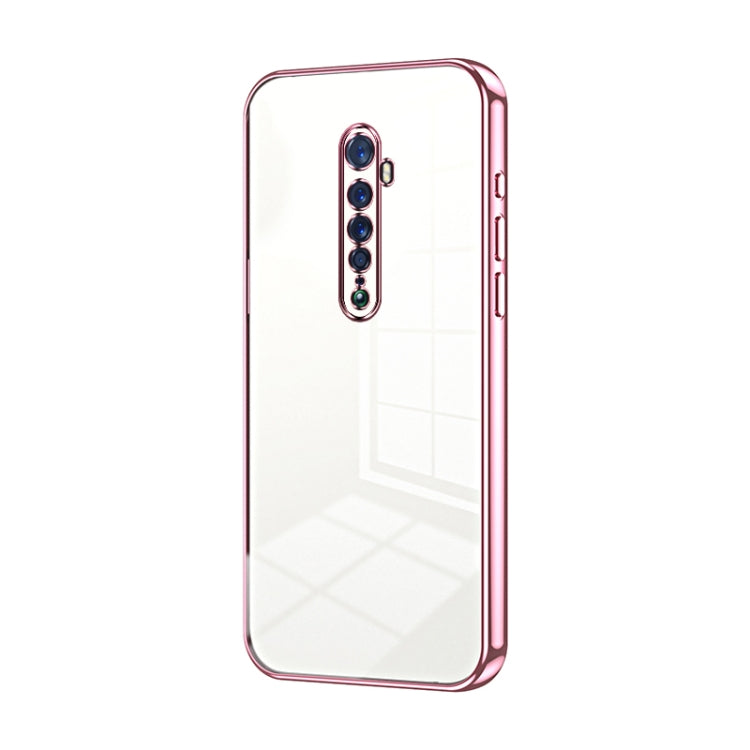 For OPPO Reno2 Transparent Plating Fine Hole Phone Case(Pink) by buy2fix