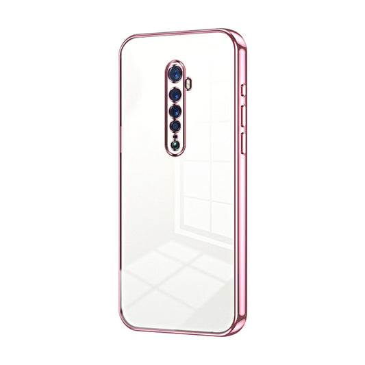For OPPO Reno2 Transparent Plating Fine Hole Phone Case(Pink) by buy2fix