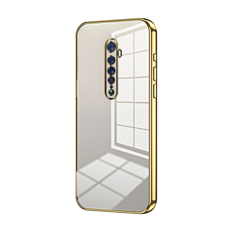 For OPPO Reno2 Transparent Plating Fine Hole Phone Case(Gold) by buy2fix