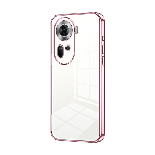 For OPPO Reno11 Global Transparent Plating Fine Hole Phone Case(Pink) - OPPO Cases by buy2fix | Online Shopping UK | buy2fix
