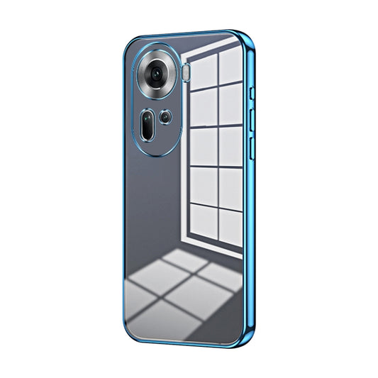 For OPPO Reno11 Global Transparent Plating Fine Hole Phone Case(Blue) - OPPO Cases by buy2fix | Online Shopping UK | buy2fix