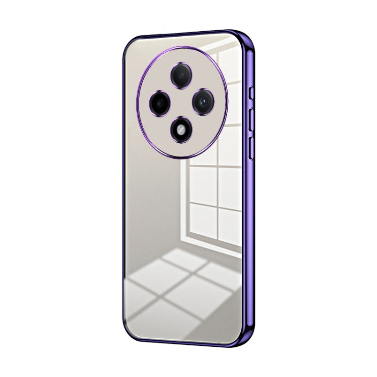 For OPPO A3 Pro Transparent Plating Fine Hole Phone Case(Purple) by buy2fix