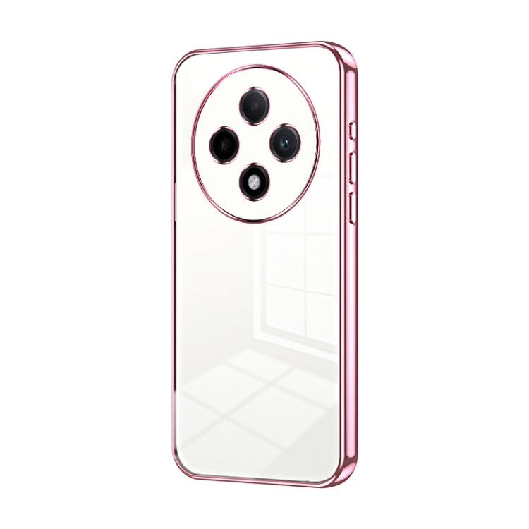 For OPPO A3 Pro Transparent Plating Fine Hole Phone Case(Pink) by buy2fix