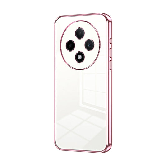 For OPPO A3 Pro Transparent Plating Fine Hole Phone Case(Pink) by buy2fix
