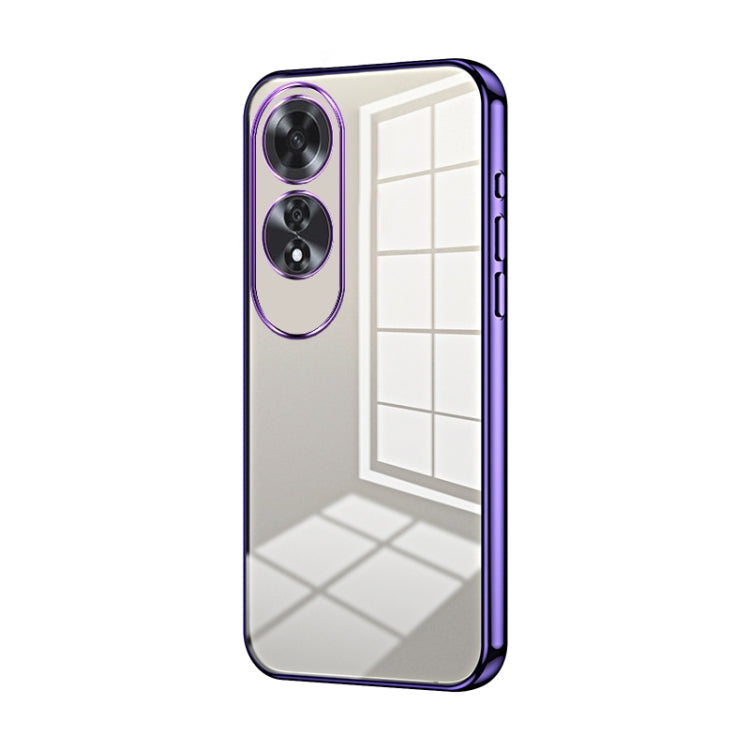 For OPPO A60 Transparent Plating Fine Hole Phone Case(Purple) by buy2fix