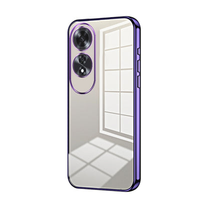 For OPPO A60 Transparent Plating Fine Hole Phone Case(Purple) by buy2fix