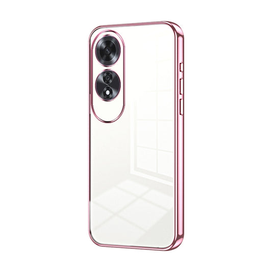 For OPPO A60 Transparent Plating Fine Hole Phone Case(Pink) by buy2fix
