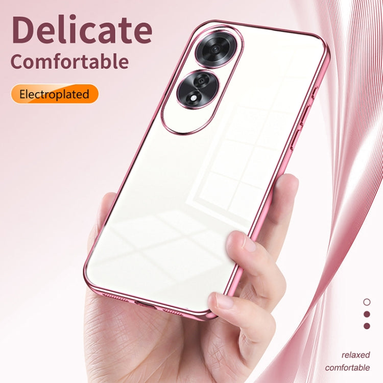 For OPPO A60 Transparent Plating Fine Hole Phone Case(Pink) by buy2fix