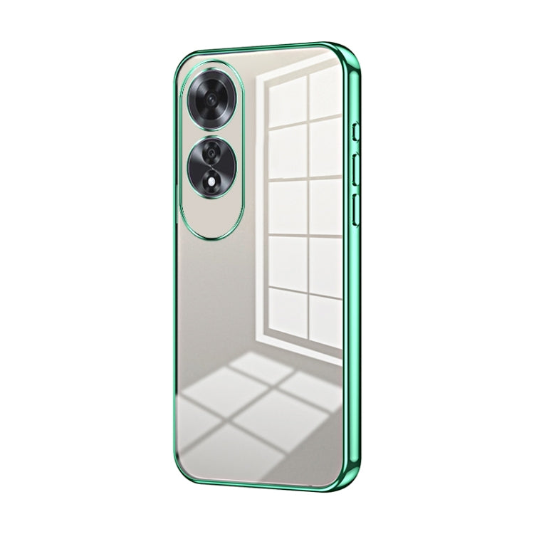 For OPPO A60 Transparent Plating Fine Hole Phone Case(Green) by buy2fix