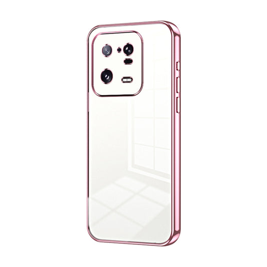 For Xiaomi 13 Pro Transparent Plating Fine Hole Phone Case(Pink) - Xiaomi Cases by buy2fix | Online Shopping UK | buy2fix