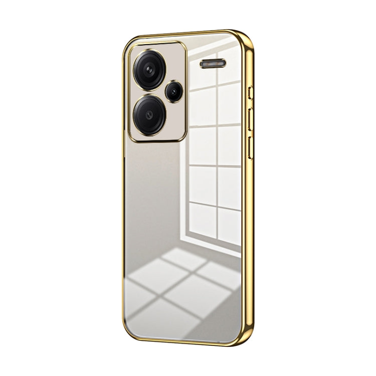 For Xiaomi Redmi Note 13 Pro+ Transparent Plating Fine Hole Phone Case(Gold) - Xiaomi Cases by buy2fix | Online Shopping UK | buy2fix