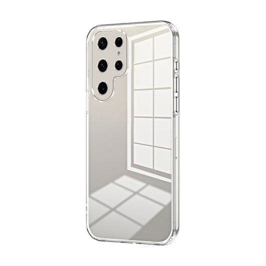 For Samsung Galaxy S22 Ultra 5G Transparent Plating Fine Hole Phone Case(Transparent) by buy2fix
