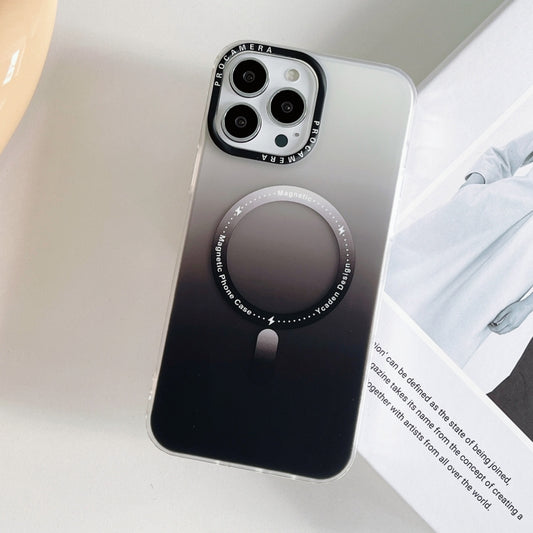 For iPhone 13 Pro Gradient IMD PC Hybrid TPU MagSafe Phone Case(Black) by buy2fix