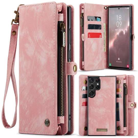 For Samsung Galaxy S24 Ultra 5G CaseMe 008 Detachable Multifunctional Leather Phone Case(Pink)