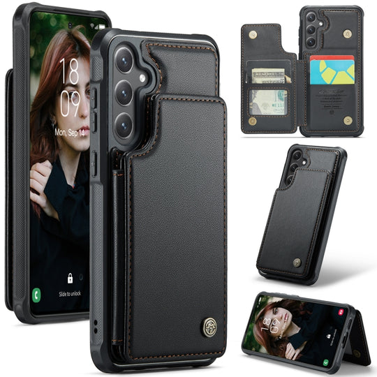 For Samsung Galaxy S24 5G CaseMe C22 PC+TPU Business Style RFID Anti-theft Leather Phone Case(Black)
