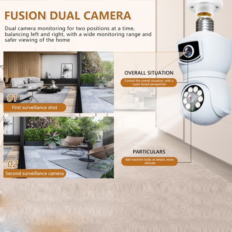 DP41 Bulb-type Dual-lens Motion Tracking Smart Camera Supports Voice Intercom(White) by buy2fix