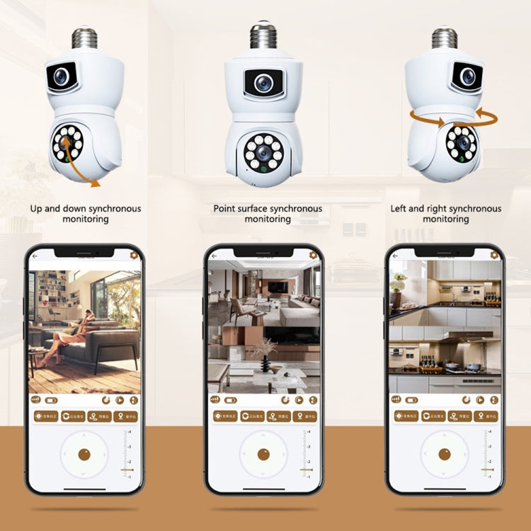 DP41 Bulb-type Dual-lens Motion Tracking Smart Camera Supports Voice Intercom(Black) by buy2fix