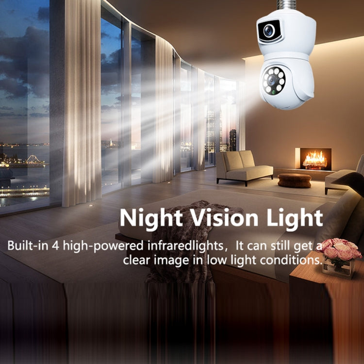DP41 Bulb-type Dual-lens Motion Tracking Smart Camera Supports Voice Intercom(Black) by buy2fix