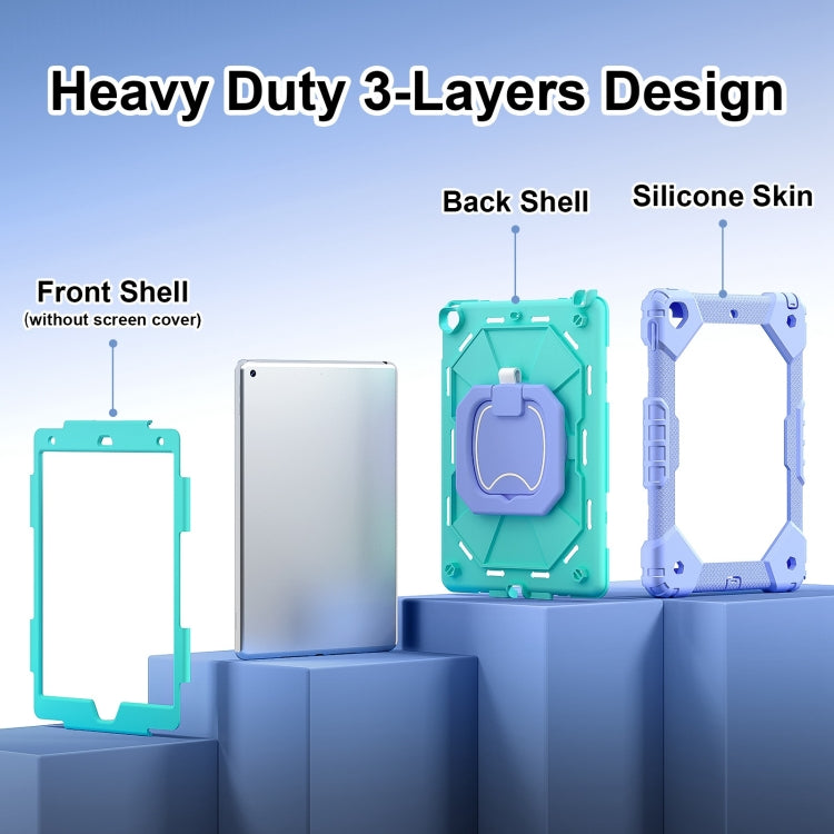 For iPad 10.2 2021 / 2020 / 2019 Contrast Color Robot Silicone Hybrid PC Tablet Case(Purple Mint Green) - iPad 10.2 Cases by buy2fix | Online Shopping UK | buy2fix