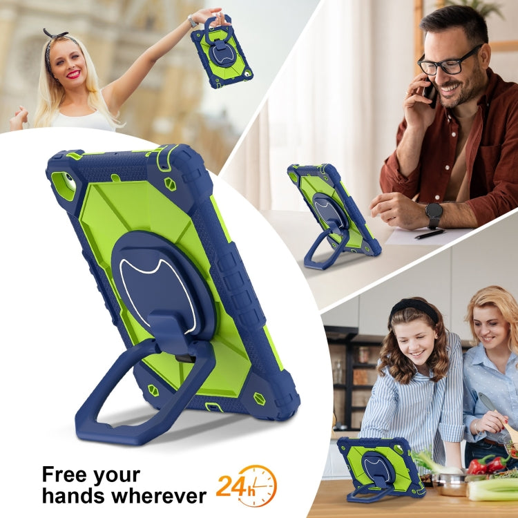 For iPad Air / Air 2 / 9.7 2018/2017 Contrast Color Robot Silicone Hybrid PC Tablet Case(Navy Yellow Green) - iPad 10.2 Cases by buy2fix | Online Shopping UK | buy2fix
