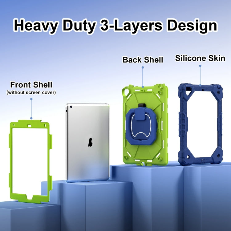 For iPad Air / Air 2 / 9.7 2018/2017 Contrast Color Robot Silicone Hybrid PC Tablet Case(Navy Yellow Green) - iPad 10.2 Cases by buy2fix | Online Shopping UK | buy2fix