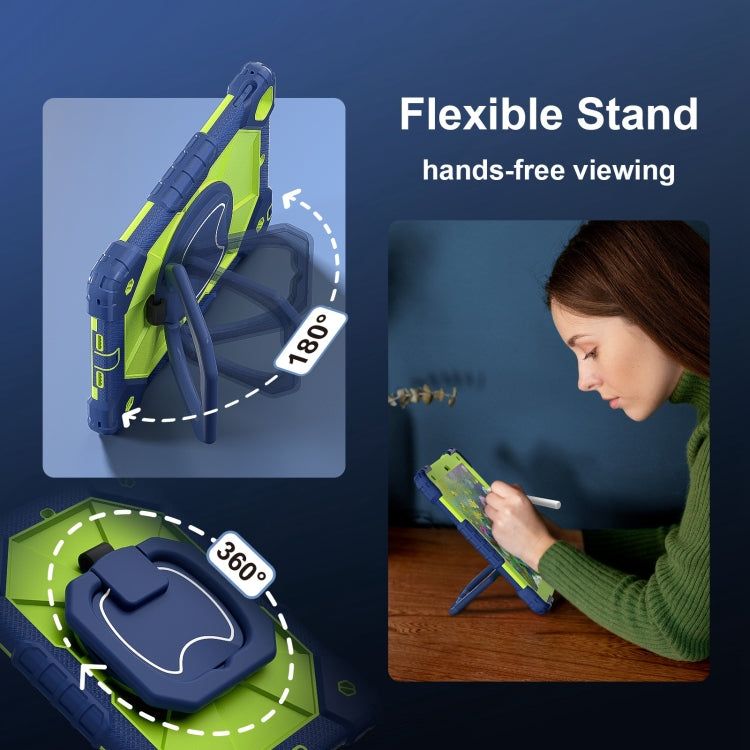 For iPad Air / Air 2 / 9.7 2018/2017 Contrast Color Robot Silicone Hybrid PC Tablet Case(Navy Yellow Green) - iPad 10.2 Cases by buy2fix | Online Shopping UK | buy2fix