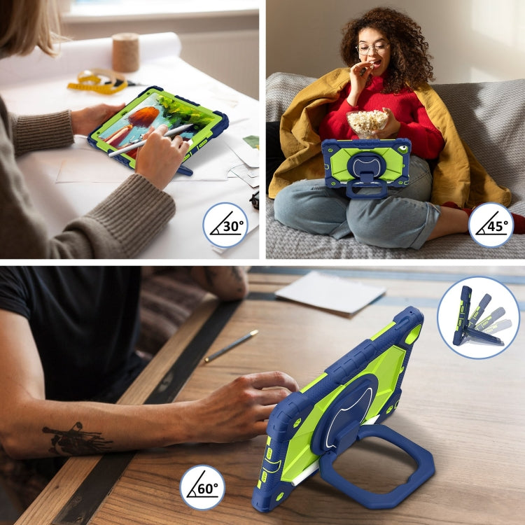 For iPad Air / Air 2 / 9.7 2018/2017 Contrast Color Robot Silicone Hybrid PC Tablet Case(Navy Yellow Green) - iPad 10.2 Cases by buy2fix | Online Shopping UK | buy2fix