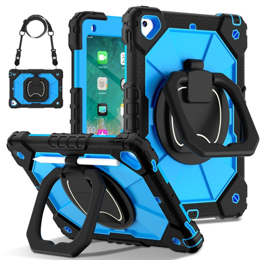For iPad Air / Air 2 / 9.7 2018/2017 Contrast Color Robot Silicone Hybrid PC Tablet Case(Black Blue) - iPad 10.2 Cases by buy2fix | Online Shopping UK | buy2fix