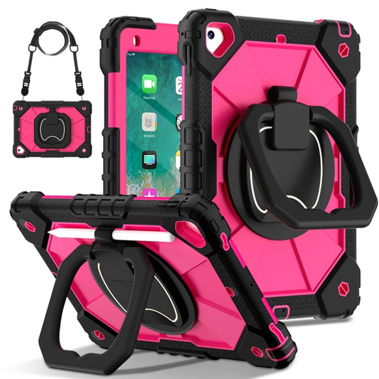 For iPad Air / Air 2 / 9.7 2018/2017 Contrast Color Robot Silicone Hybrid PC Tablet Case(Black Rose Red) - iPad 10.2 Cases by buy2fix | Online Shopping UK | buy2fix