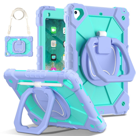 For iPad Air / Air 2 / 9.7 2018/2017 Contrast Color Robot Silicone Hybrid PC Tablet Case(Purple Mint Green) - iPad 10.2 Cases by buy2fix | Online Shopping UK | buy2fix