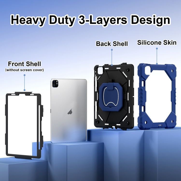 For iPad Pro 11 2022 / Air 10.9 2022 Contrast Color Robot Silicone Hybrid PC Tablet Case(Navy Black) - iPad Pro 11 (2022/2021) Cases by buy2fix | Online Shopping UK | buy2fix