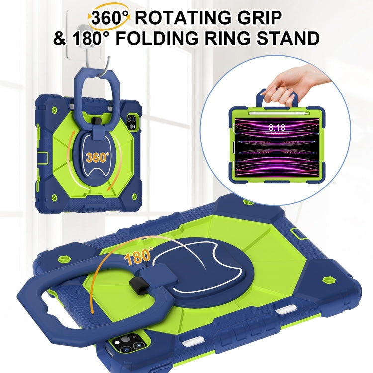 For iPad Pro 11 2022 / Air 10.9 2022 Contrast Color Robot Silicone Hybrid PC Tablet Case(Navy Yellow Green) - iPad Pro 11 (2022/2021) Cases by buy2fix | Online Shopping UK | buy2fix