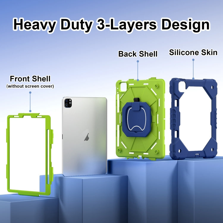 For iPad Pro 11 2022 / Air 10.9 2022 Contrast Color Robot Silicone Hybrid PC Tablet Case(Navy Yellow Green) - iPad Pro 11 (2022/2021) Cases by buy2fix | Online Shopping UK | buy2fix