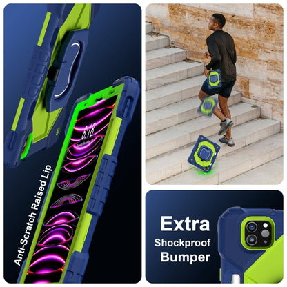 For iPad Pro 11 2022 / Air 10.9 2022 Contrast Color Robot Silicone Hybrid PC Tablet Case(Navy Yellow Green) - iPad Pro 11 (2022/2021) Cases by buy2fix | Online Shopping UK | buy2fix
