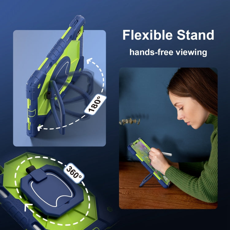For iPad Pro 11 2022 / Air 10.9 2022 Contrast Color Robot Silicone Hybrid PC Tablet Case(Navy Yellow Green) - iPad Pro 11 (2022/2021) Cases by buy2fix | Online Shopping UK | buy2fix