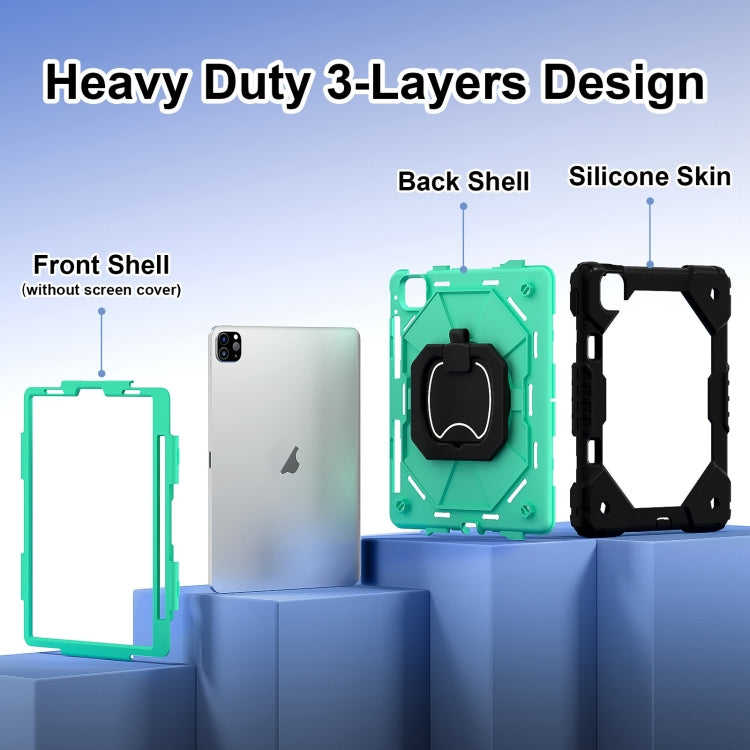 For iPad Pro 11 2022 / Air 10.9 2022 Contrast Color Robot Silicone Hybrid PC Tablet Case(Black Mint Green) - iPad Pro 11 (2022/2021) Cases by buy2fix | Online Shopping UK | buy2fix